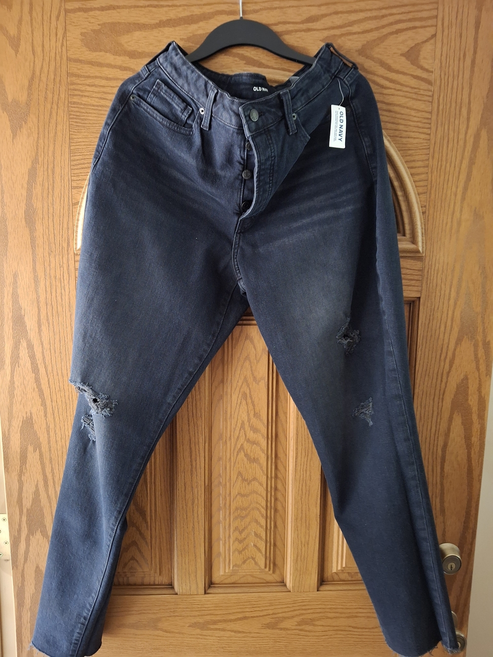 Old Navy Women's Black Wash Distressed High-Rise Jeans